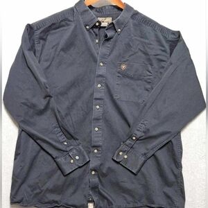 ARIAT Solid Twill Classic Fit Shirt-Men's Long Sleeve Western Button XXL Black